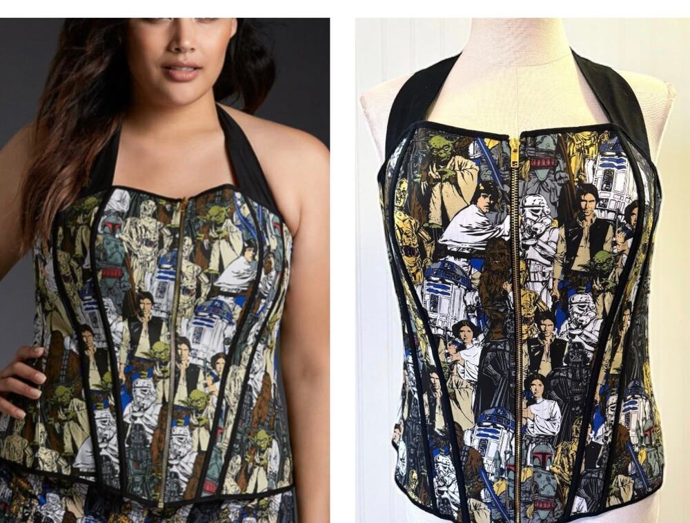 Torrid 4 (4X 26) Sexy Star Wars Zip Up Lace Up Cosplay Halter Corset Top New